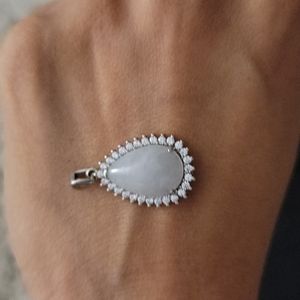 Real jade and silver pendant - no chain